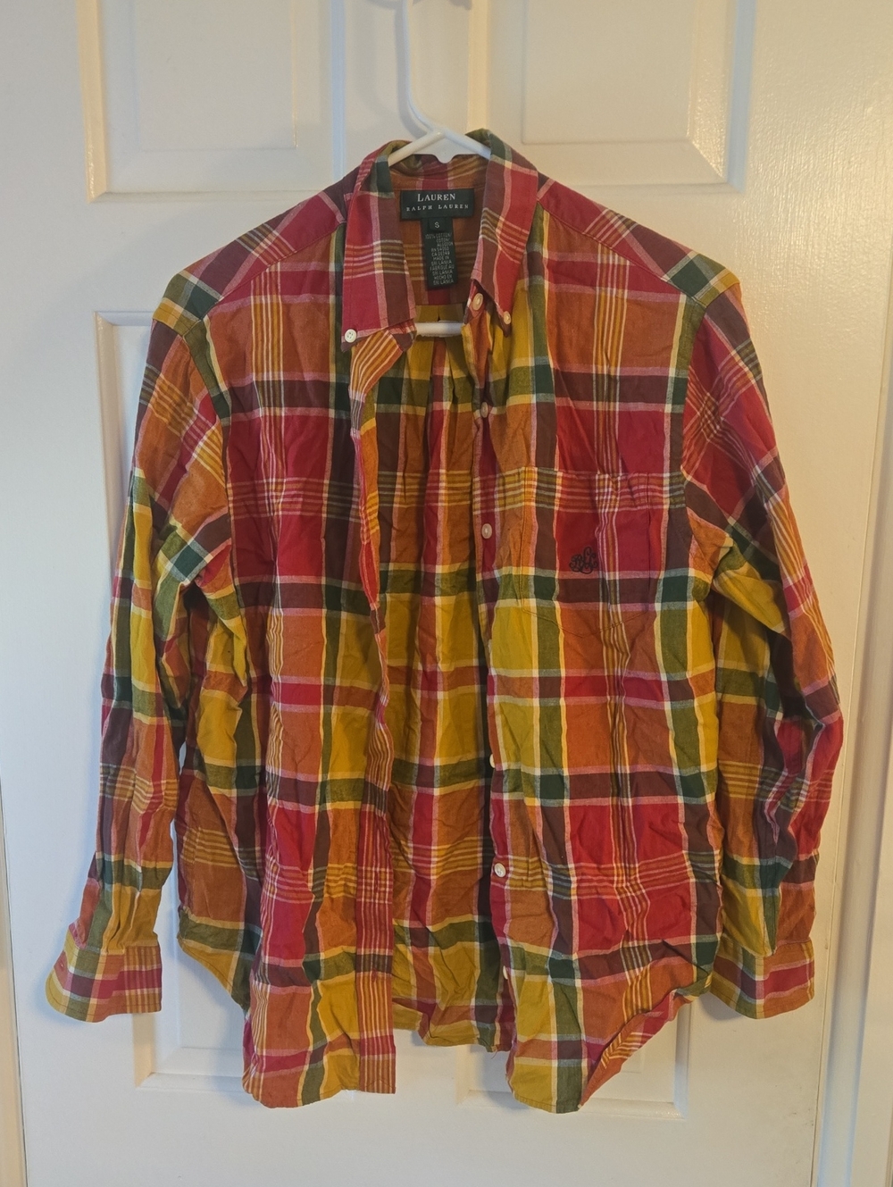 Lauren Ralph Lauren Multicolor Plaid Button-Down Shirt — Red, Yellow, Green